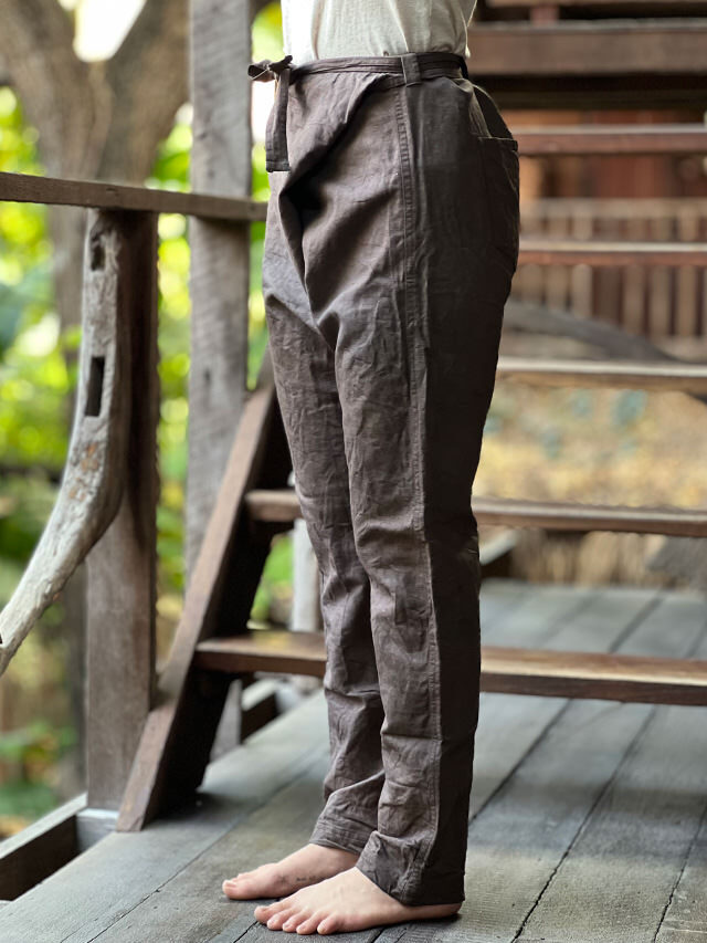 asana HEMP100% デニム風 まつり タイパンツ・草木染め【パヤカ