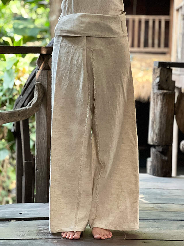 新品 Payaka asana ヘンプ100% フリンジ タイパンツ きなり asana HEMP100% フリンジ タイパンツ・きなり【パヤカ