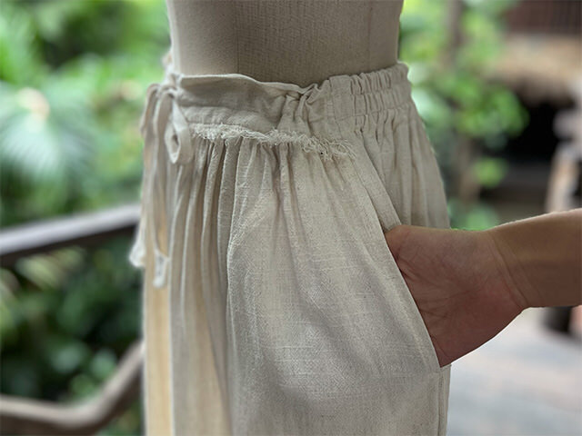 asana HEMP100% テロテロ パンツ スカート・きなり