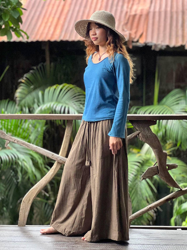 asana HEMP100% テロテロ フレアー パンツ・草木染め【パヤカ