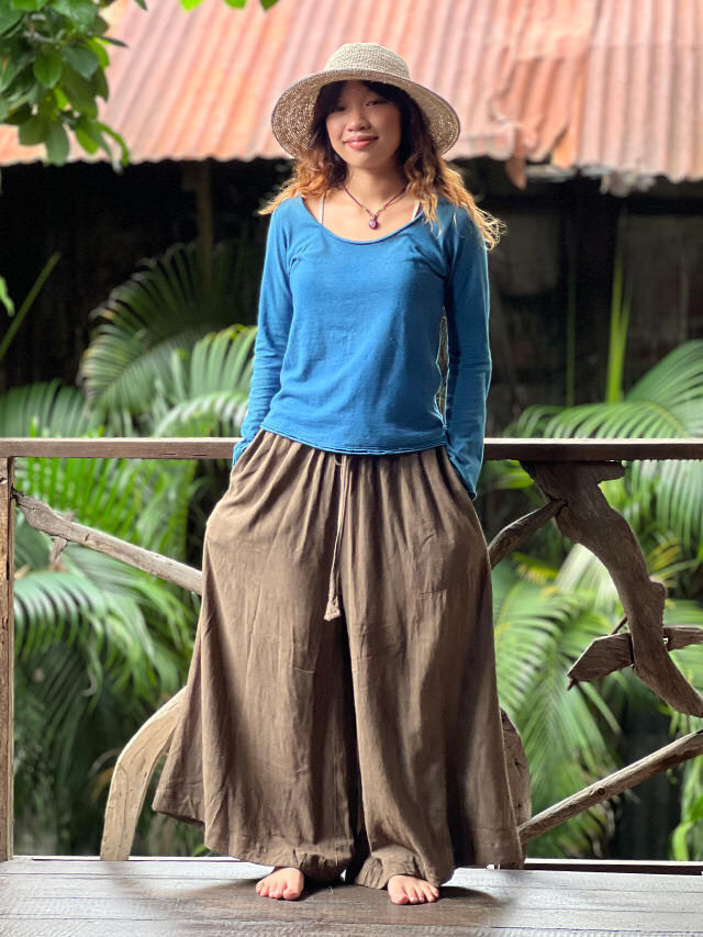 asana HEMP100% テロテロ フレアー パンツ・草木染め【パヤカ