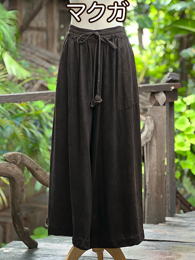 asana HEMP100% テロテロ フレアー パンツ・草木染め【パヤカ