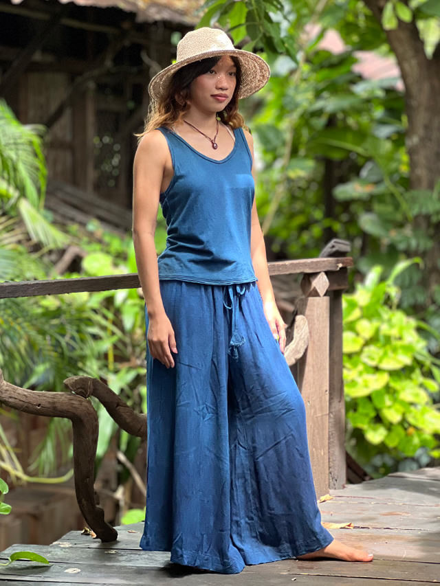 asana HEMP100% テロテロ フレアー パンツ・草木染め【パヤカ