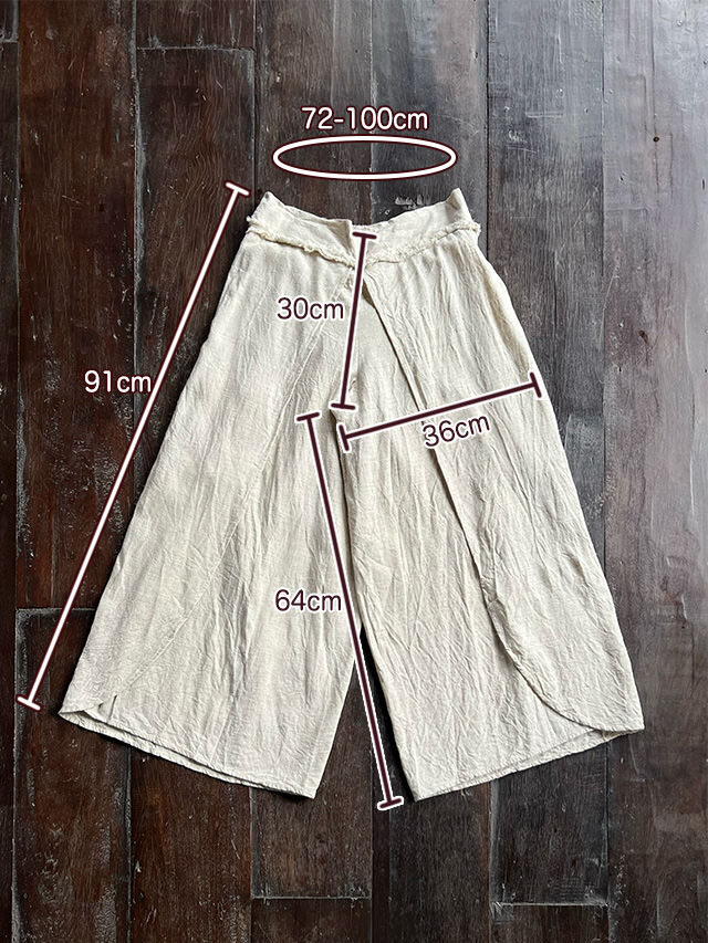 asana HEMP100% 巻きパンツ・きなり