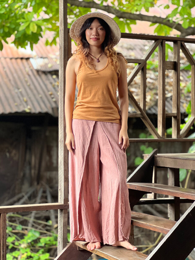 ⚫︎草木染め ヨガウエア⚫︎茜と槇 ピンクベージュのジョッパーズパンツ ⚫︎草木染め ヨガウエア⚫︎茜と槇 ピンクベージュのジョッパーズ