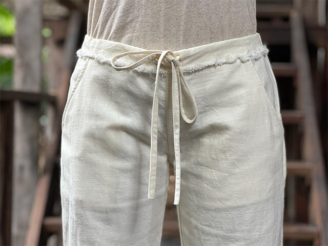 asana HEMP100% デニム風 イージー パンツ・きなり