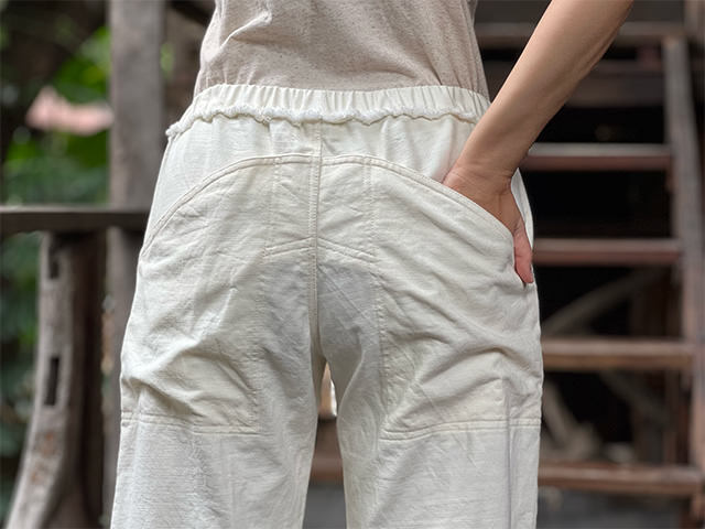 asana HEMP100% デニム風 イージー パンツ・きなり