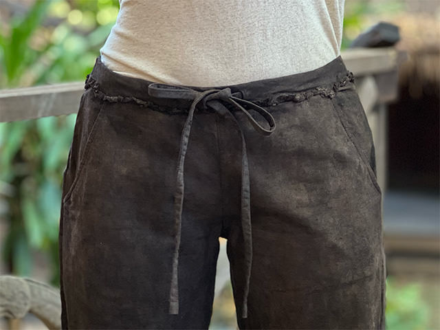 asana HEMP100% デニム風 イージー パンツ・草木染め