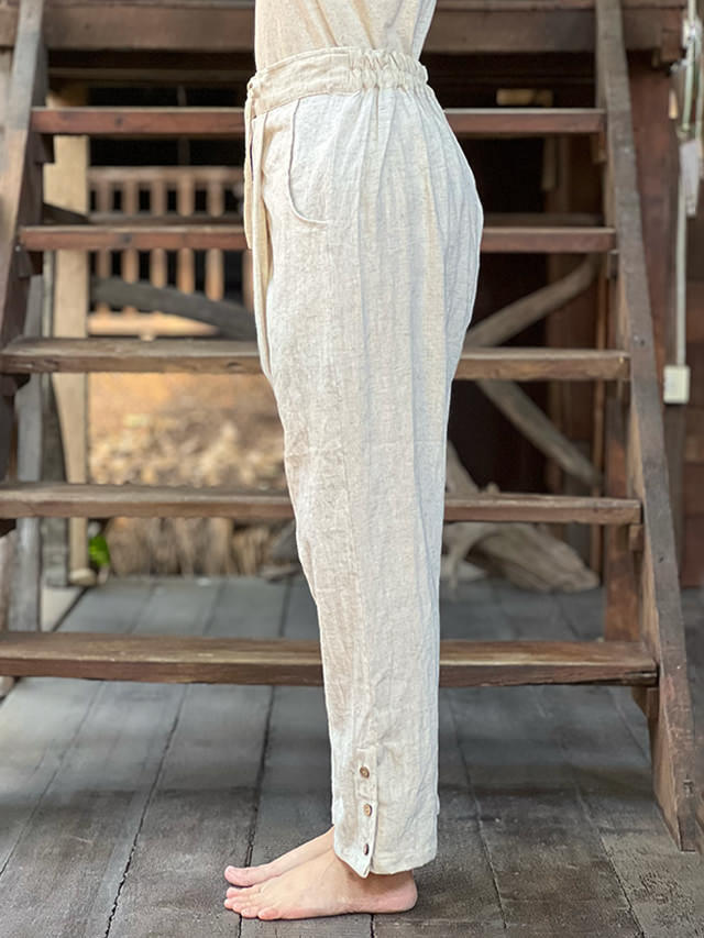 payaka asana ウエスト、足首ゴム。ぽけっとあり、きなり。 asana HEMP100% タイパンツ・きなり【パヤカ オンラインショップ】