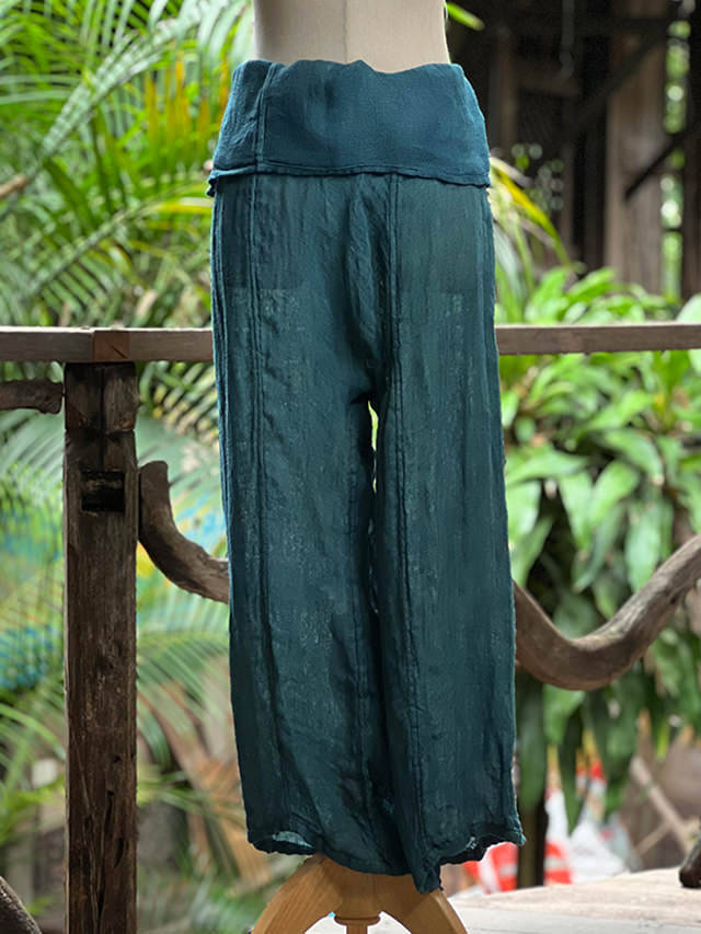 asana HEMP100% ふわふわ ガーゼ タイパンツ・草木染め【パヤカ