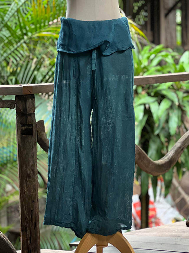 asana HEMP100% ふわふわ ガーゼ タイパンツ・草木染め【パヤカ