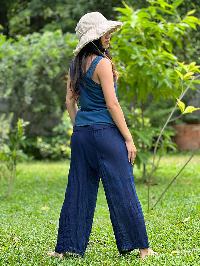 asana HEMP100% ふわふわ ガーゼ タイパンツ・草木染め【パヤカ