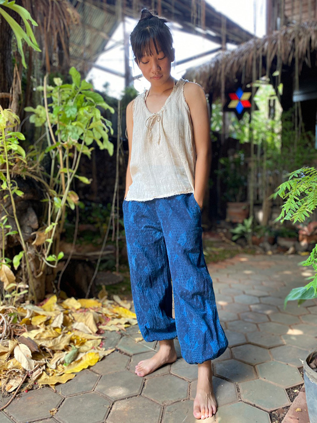 リネンデニムのもんぺ　インディゴキナリ リネンデニムのもんぺ インディゴキナリ リネン