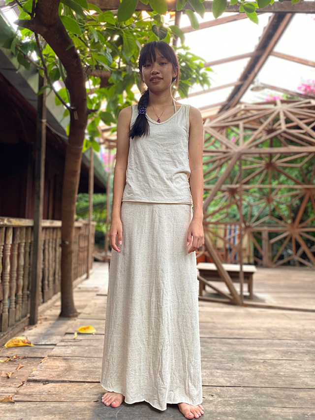 【新品】PAYAKA ヘンプコットン 薄手 ロング スカート・きなり asana ヘンプコットン 薄手 ロング フレアー スカート・きなり
