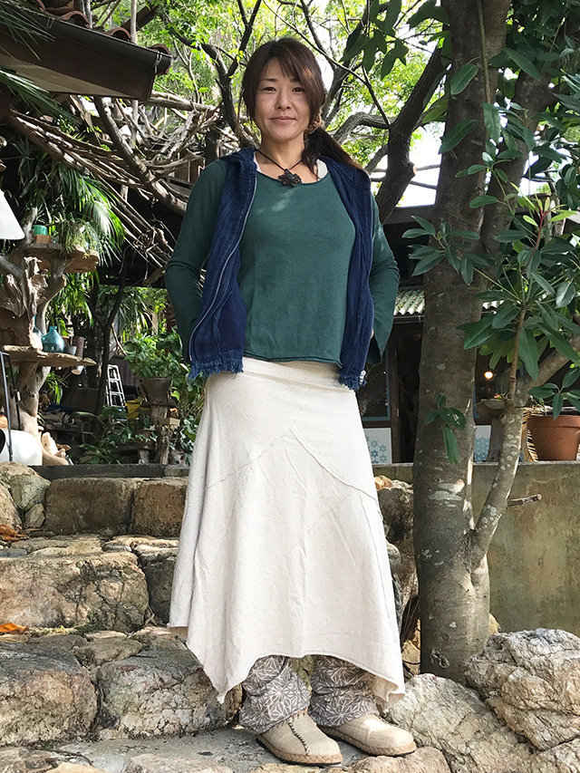 asana ヘンプコットン パッチワーク スカート・きなり【パヤカ