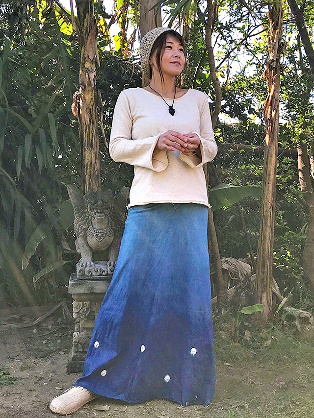 asana ヘンプコットン ロングスカート・草木絞り染め【パヤカ
