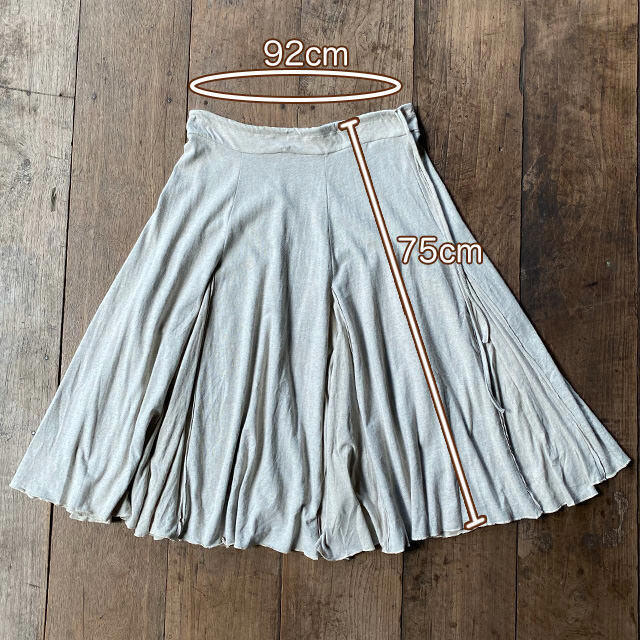 asana ヘンプコットン 厚手 ひらひら 切り替え スカート・きなり