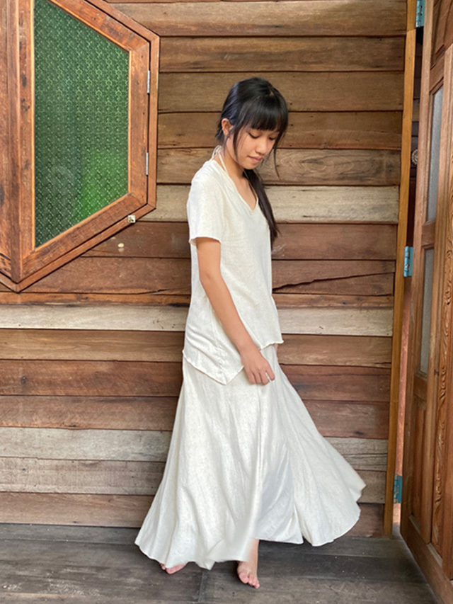 asana ヘンプコットン Vネック Tシャツ・きなり【パヤカ