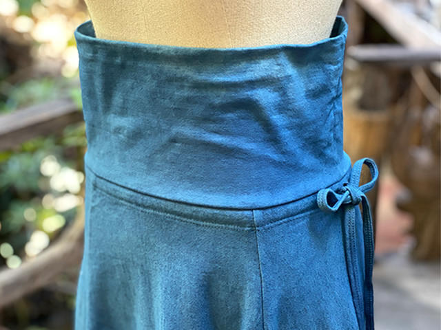 asana ヘンプコットン 厚手 ロング フレアー スカート・インディゴ グラデーション 草木染め