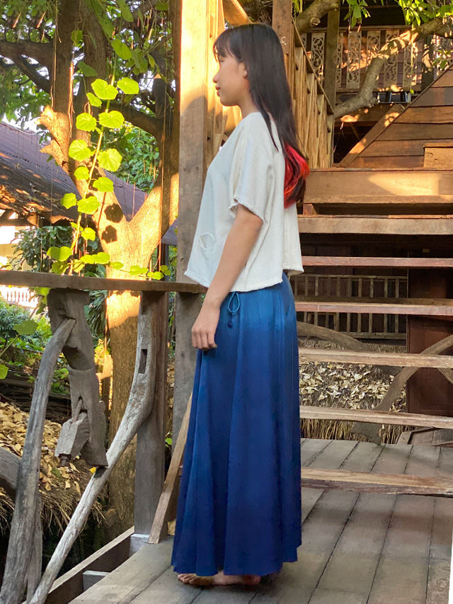 asana ヘンプコットン 厚手 フレアーパンツ・草木染め【パヤカ