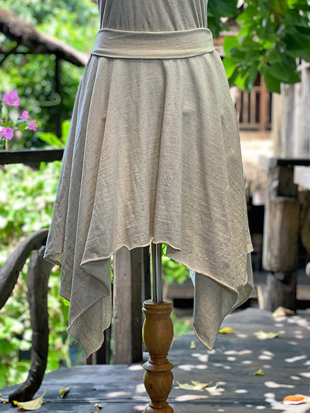 ヘンプコットン ふかふか スリット スカート asana ヘンプコットン ふかふか切り替え スカート・草木染め