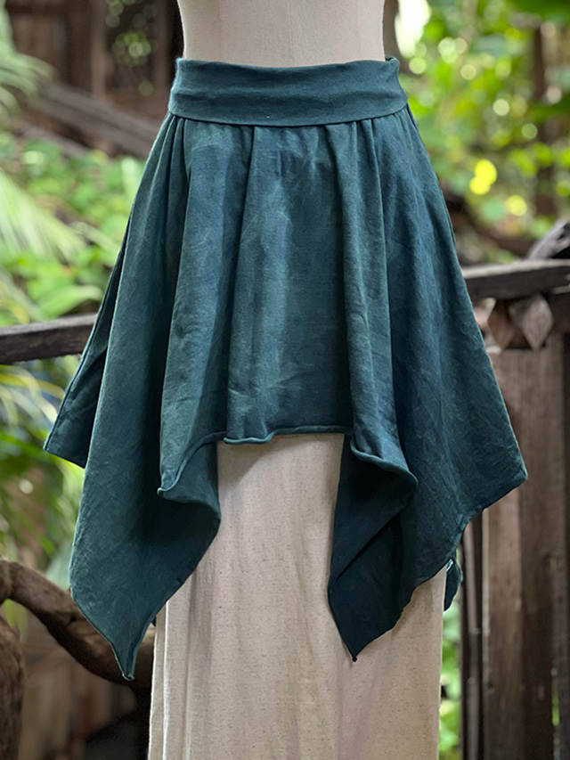 asana ヘンプコットン 厚手 ギザギザ スカート・草木染め【パヤカ