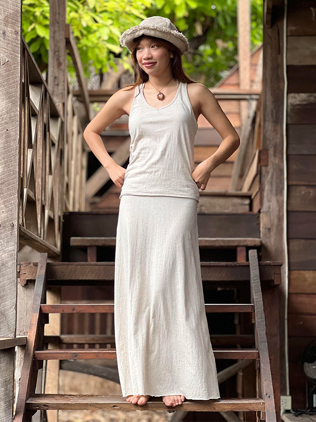パヤカPayaka asana ヘンプコットンふかふかサイドスリットスカート asana ヘンプコットン ふかふか スリット スカート・草木染め