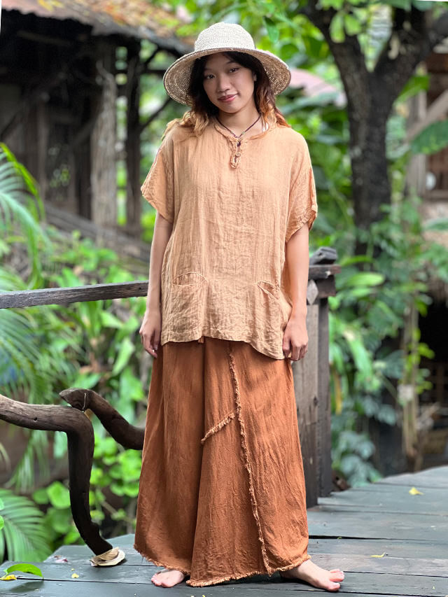 asana HEMP100% テロテロ タイパンツ スカート・草木染め【パヤカ