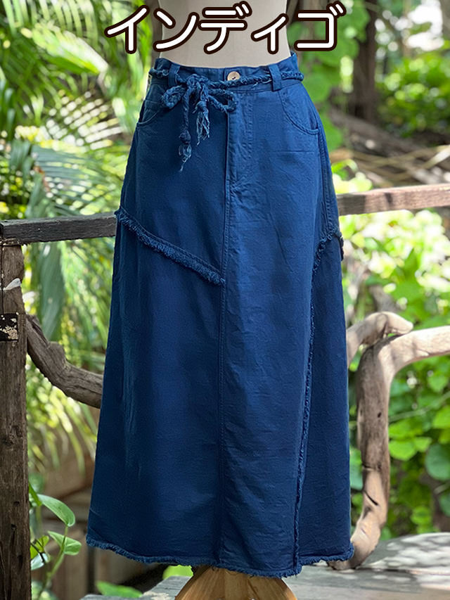 【SALE】asana 薄手 ロング フレアー スカート・草木染め●Mインディゴ SALE】asana 薄手 ロング フレアー スカート・草木染め○M