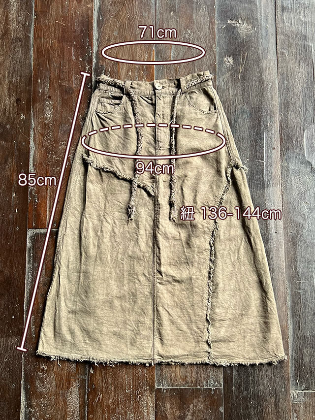 asana HEMP100% 厚手 デニム風 スカート・きなり