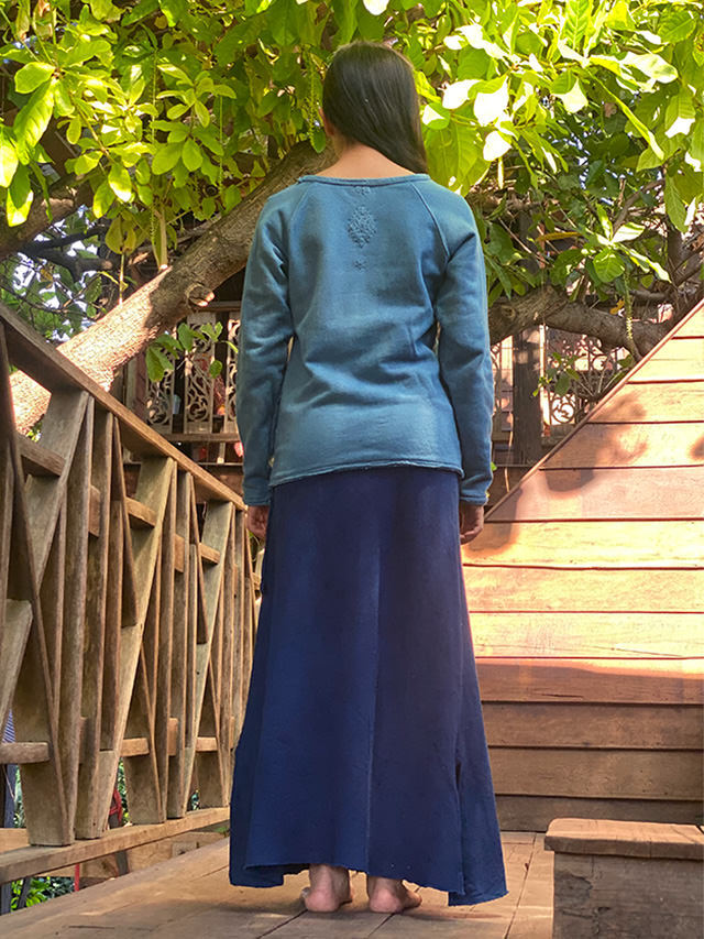 asana ヘンプコットン ふかふか スリット スカート・草木染め