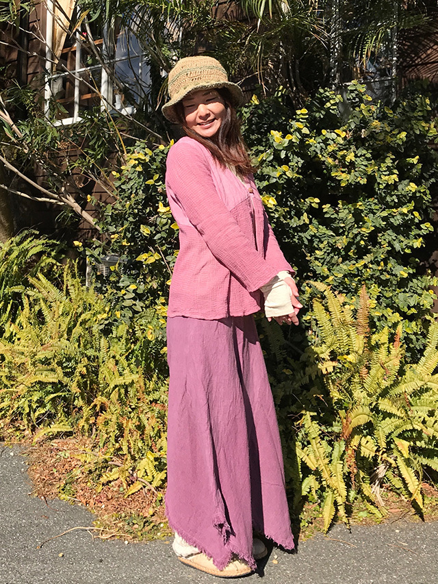 asana ヘンプコットン ギザギザ ロングスカート・草木染め