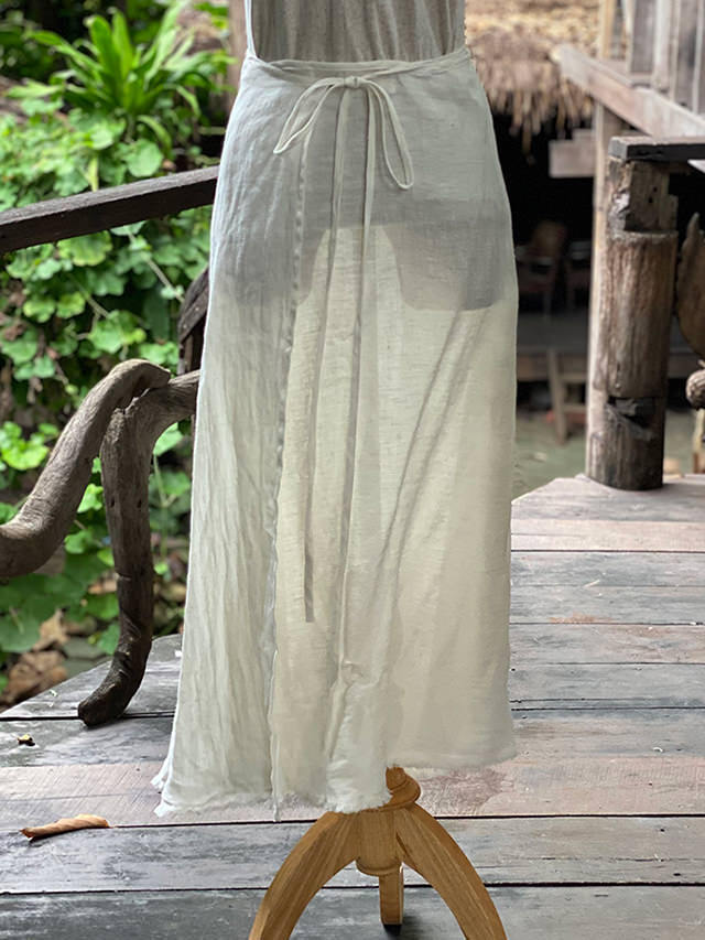 asana HEMP100% ガーゼ バイアス 巻きスカート・きなり【パヤカ  