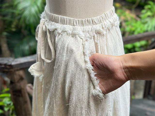 asana HEMP100% ポケット バイアス スカート・きなり