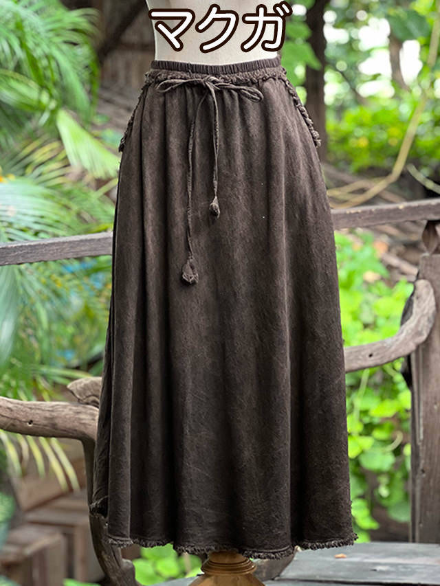 asana HEMP100% ポケット バイアス スカート asana HEMP100% ポケット バイアス スカート・草木染め【パヤカ