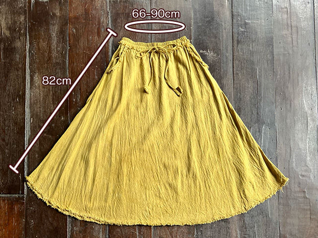 asana HEMP100% ポケット バイアス スカート・草木染め