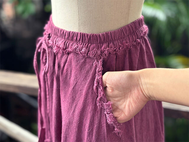 asana HEMP100% ポケット バイアス スカート・草木染め