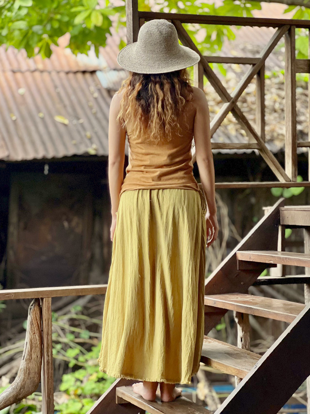 asana HEMP100% ポケット バイアス スカート・草木染め【パヤカ