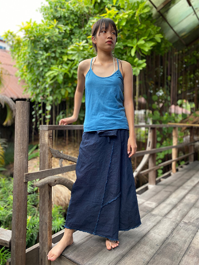 asana HEMP100% フリンジ タイパンツ スカート・草木染め【パヤカ