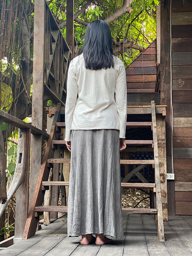 asana HEMP100% テロテロ 切り替え ロングスカート・草木染め【パヤカ