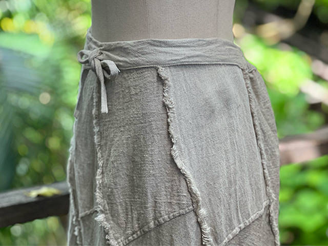 asana HEMP100% 厚手 フリンジ トルネード ロングスカート・きなり