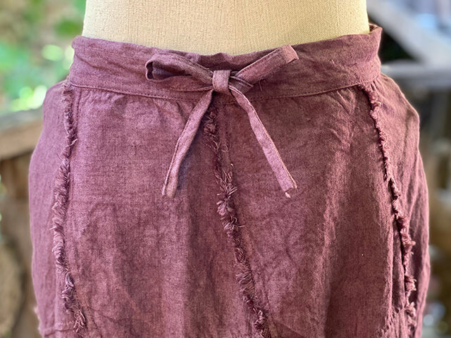 asana HEMP100% 厚手 フリンジ トルネード ロングスカート・草木染め