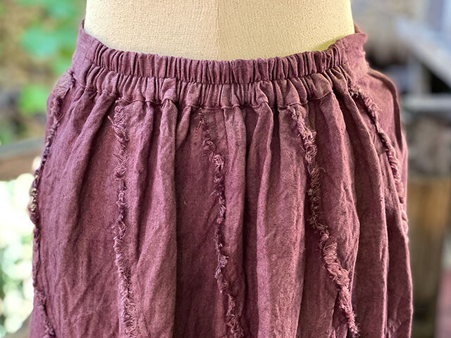 asana HEMP100% 厚手 フリンジ トルネード ロングスカート・草木染め