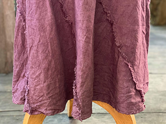 asana HEMP100% 厚手 フリンジ トルネード ロングスカート・草木染め