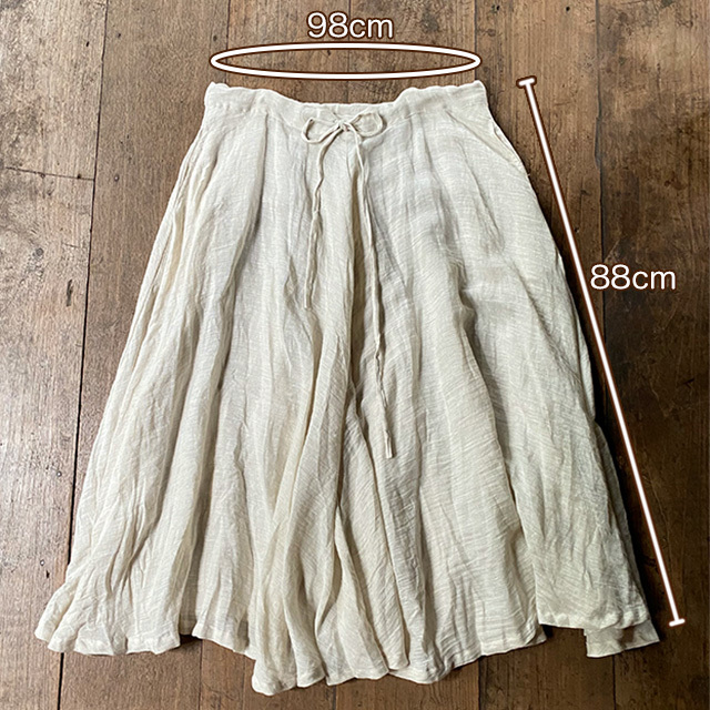 asana 麻100% バイアス スカート・きなり