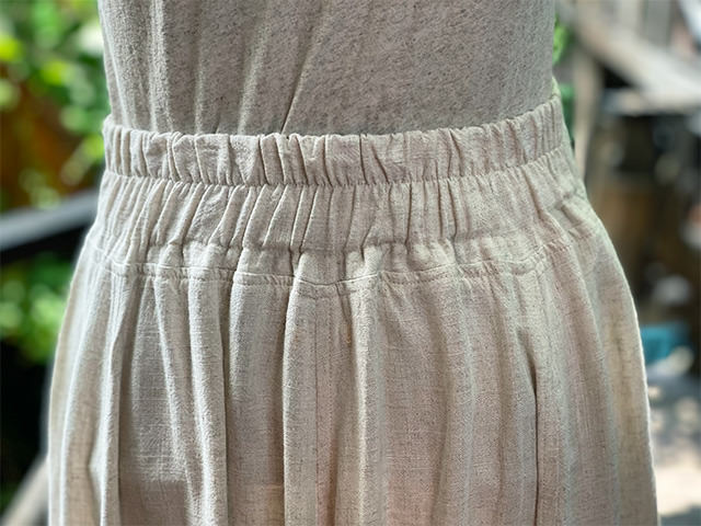 asana HEMP100% テロテロ ギザギザ スカート・きなり