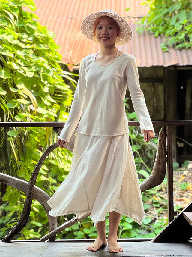 asana HEMP100% テロテロ ギザギザ スカート・きなり【パヤカ