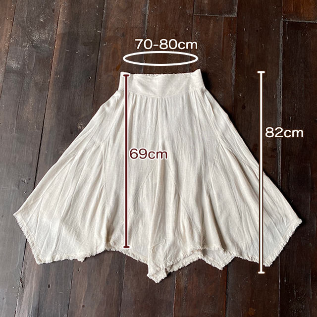 asana HEMP100% テロテロ ギザギザ スカート・きなり