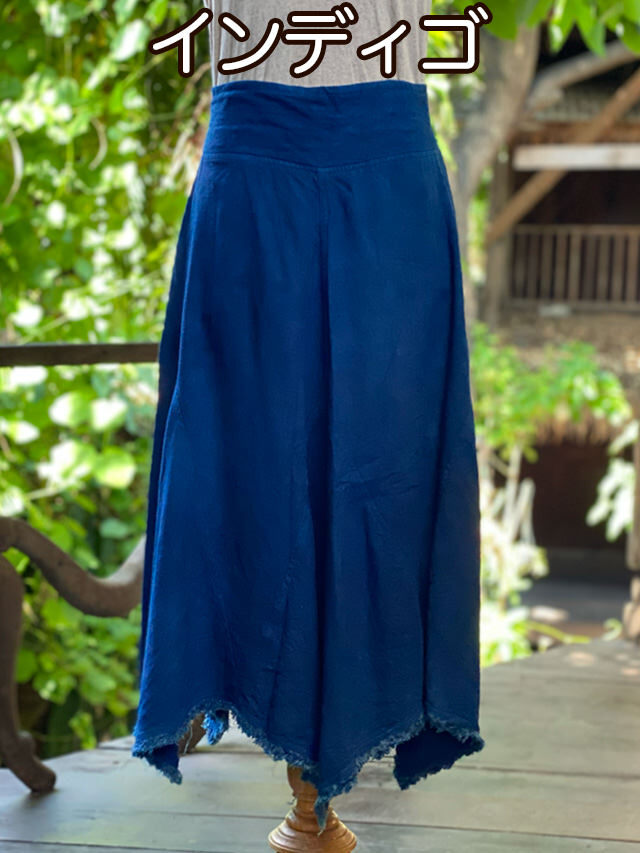 うさとの服 藍染 インディゴ スカート キュロット 自然素材