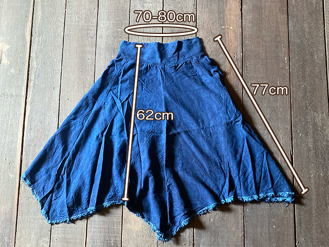 asana HEMP100% テロテロ ギザギザ スカート・草木染め